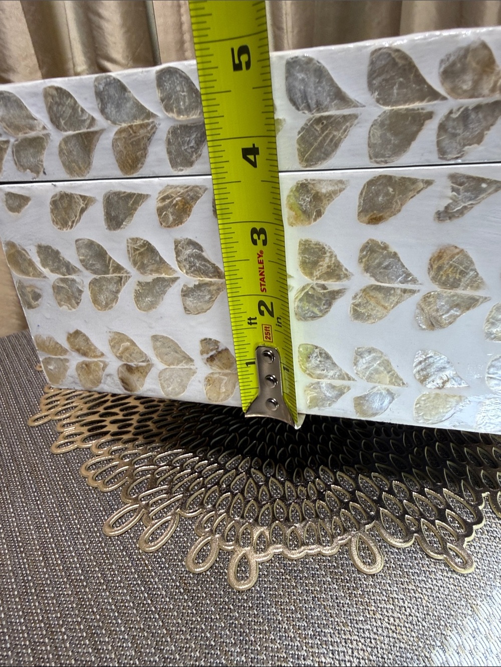 Handcrafted Capiz Shell Keepsake Box 12” White & Natural Decorative Storage Made - Picture 11 of 11